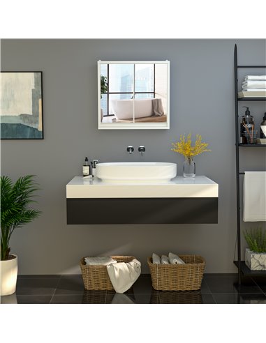 HOMCOM Bathroom Mirror Cabinet, Double Door Wall Mounted with Storage Shelf, Space-Saving Cupboard, White 834-172WT