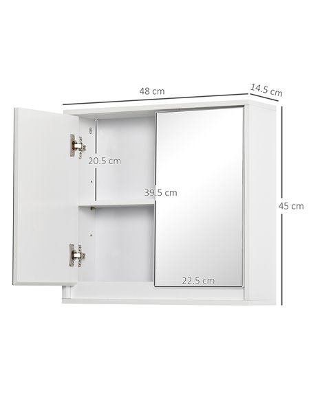 HOMCOM Bathroom Mirror Cabinet, Double Door Wall Mounted with Storage Shelf, Space-Saving Cupboard, White 834-172WT - pic 57933 | FastDaddyshop
