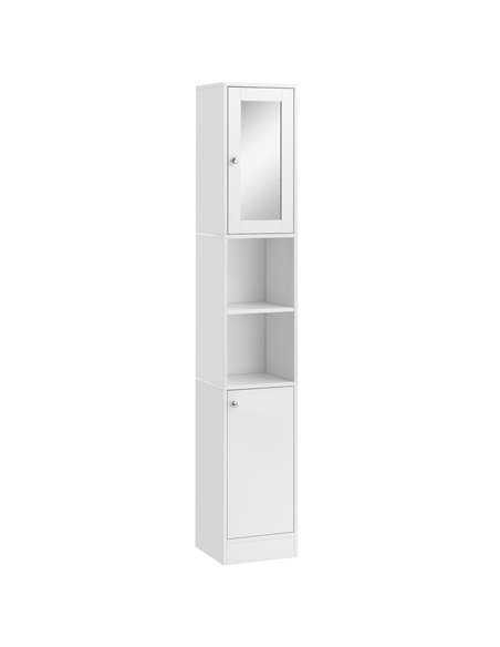 HOMCOM Freestanding Tall Bathroom Cabinet with Mirror Door, Adjustable Shelf Floor Storage Tallboy Unit, White 834-380 - pic 57940 | FastDaddyshop