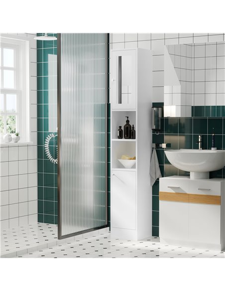 HOMCOM Freestanding Tall Bathroom Cabinet with Mirror Door, Adjustable Shelf Floor Storage Tallboy Unit, White 834-380 - pic 57944 | FastDaddyshop