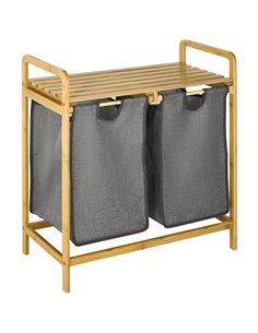 HOMCOM Bamboo Laundry Hamper with Shelf, Grey 850-254V00CG