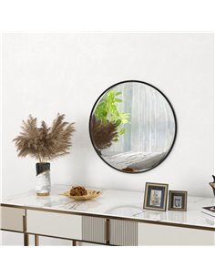 HOMCOM Modern Round Wall 61cm Decorative Mirror, Black 830-776V00CR 2