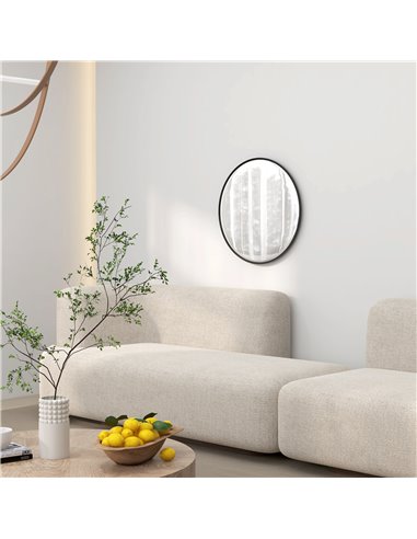 HOMCOM Modern Round Wall Mirror, 61cm Decorative Mirror for Bedroom, Living Room, Bathroom Decor, Black. 830-776V00CR