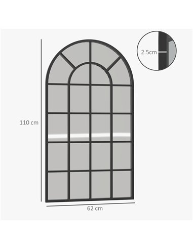 HOMCOM Arched Decorative Wall Mirror, 110 x 62 cm, Modern Design for Bedroom, Living Room, Bathroom, Black 830-784V80BK