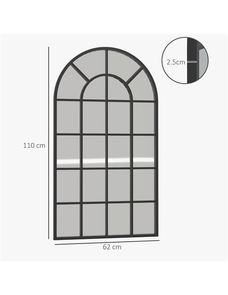 HOMCOM Arched Decorative Wall Mirror, 110 x 62 cm, Modern Design for Bedroom, Living Room, Bathroom, Black 830-784V80BK - pic 57987 | FastDaddyshop