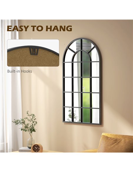 HOMCOM Arched Decorative Wall Mirror, 110 x 62 cm, Modern Design for Bedroom, Living Room, Bathroom, Black 830-784V80BK - pic 57990 | FastDaddyshop