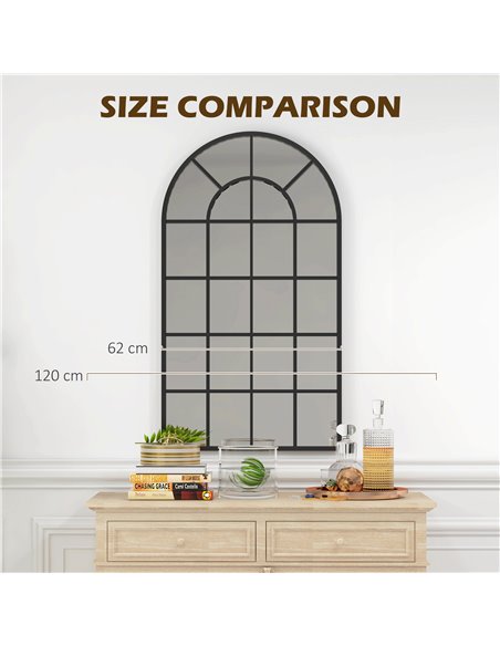 HOMCOM Arched Decorative Wall Mirror, 110 x 62 cm, Modern Design for Bedroom, Living Room, Bathroom, Black 830-784V80BK - pic 57991 | FastDaddyshop