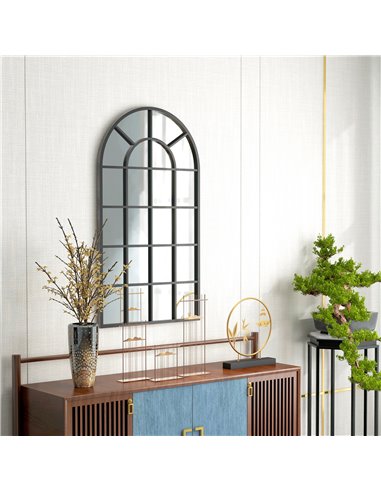 HOMCOM Arched Decorative Wall Mirror, 110 x 62 cm, Modern Design for Bedroom, Living Room, Bathroom, Black 830-784V80BK