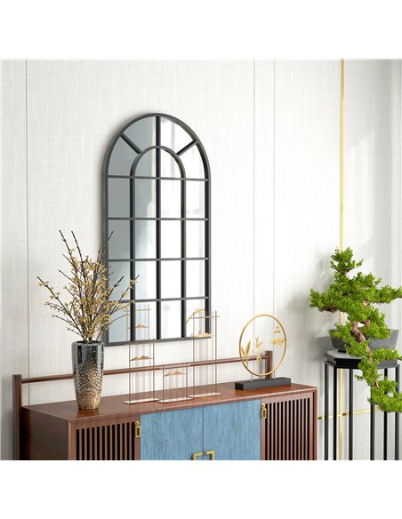 HOMCOM Arched Decorative Wall Mirror, 110 x 62 cm, Modern Design for Bedroom, Living Room, Bathroom, Black 830-784V80BK - pic 57992 | FastDaddyshop
