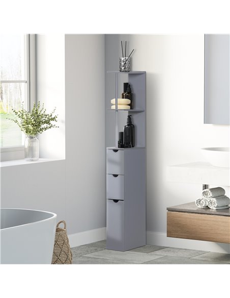 HOMCOM Tall Bathroom Cabinet, Freestanding Bathroom Storage Cabinet with 2-Tier Shelf and Drawers, Narrow Cupboard Storage Unit, - pic 57995 | FastDaddyshop