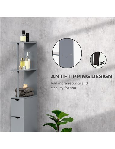 HOMCOM Tall Bathroom Cabinet, Freestanding Bathroom Storage Cabinet with 2-Tier Shelf and Drawers, Narrow Cupboard Storage Unit,