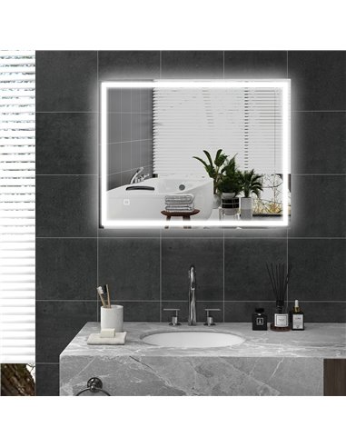 HOMCOM 90 x 70cm LED Bathroom Mirror with Lights, Dimmable Makeup Mirror, Vanity Mirror with 3 Colour, Smart Touch, Anti-Fog 834