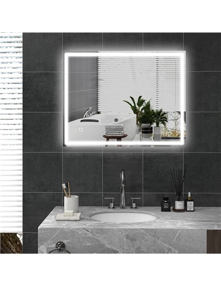 HOMCOM 90 x 70cm LED Bathroom Mirror with Lights, Dimmable Makeup Mirror, Vanity Mirror with 3 Colour, Smart Touch, Anti-Fog 834 - pic 58022 | FastDaddyshop