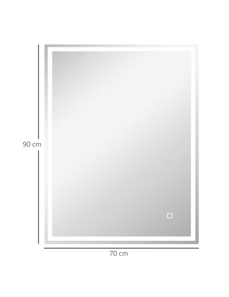 HOMCOM 90 x 70cm LED Bathroom Mirror with Lights, Dimmable Makeup Mirror, Vanity Mirror with 3 Colour, Smart Touch, Anti-Fog 834 - pic 58023 | FastDaddyshop