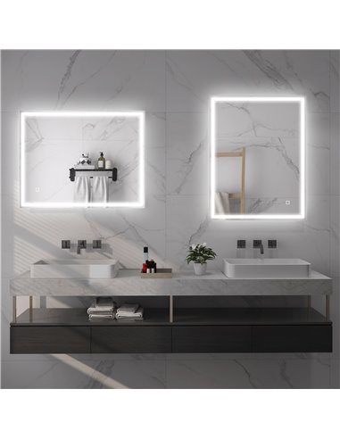 HOMCOM 90 x 70cm LED Bathroom Mirror with Lights, Dimmable Makeup Mirror, Vanity Mirror with 3 Colour, Smart Touch, Anti-Fog 834