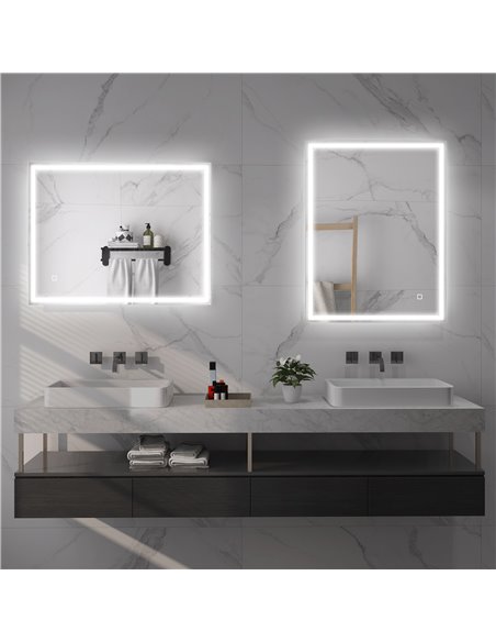 HOMCOM 90 x 70cm LED Bathroom Mirror with Lights, Dimmable Makeup Mirror, Vanity Mirror with 3 Colour, Smart Touch, Anti-Fog 834 - pic 58029 | FastDaddyshop