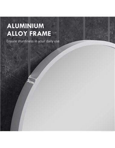 HOMCOM Oval Bathroom Mirror, Modern Wall-mounted Vanity Mirror with Aluminium Frame for Living Room, Entryways, Horizontal or Ve