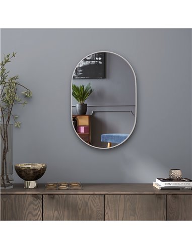HOMCOM Oval Bathroom Mirror, Modern Wall-mounted Vanity Mirror with Aluminium Frame for Living Room, Entryways, Horizontal or Ve