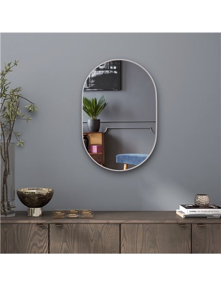 HOMCOM Oval Bathroom Mirror, Modern Wall-mounted Vanity Mirror with Aluminium Frame for Living Room, Entryways, Horizontal or Ve - pic 58038 | FastDaddyshop