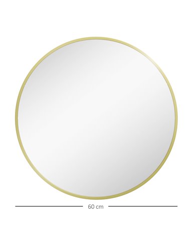 HOMCOM Round Bathroom Mirror, Modern Wall-mounted Vanity Mirror with Aluminium Frame and Easy Install Hook for Living Room, Entr