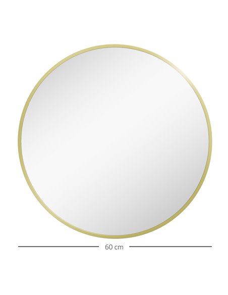 HOMCOM Round Bathroom Mirror, Modern Wall-mounted Vanity Mirror with Aluminium Frame and Easy Install Hook for Living Room, Entr - pic 58041 | FastDaddyshop