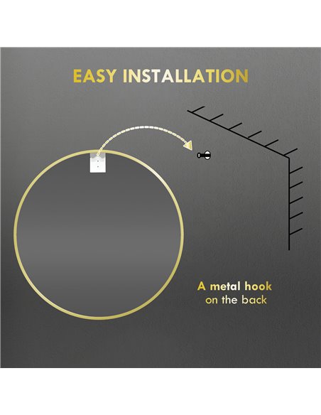 HOMCOM Round Bathroom Mirror, Modern Wall-mounted Vanity Mirror with Aluminium Frame and Easy Install Hook for Living Room, Entr - pic 58044 | FastDaddyshop