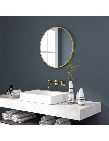 HOMCOM Round Bathroom Mirror, Modern Wall-mounted Vanity Mirror with Aluminium Frame and Easy Install Hook for Living Room, Entr - pic 58045 | FastDaddyshop
