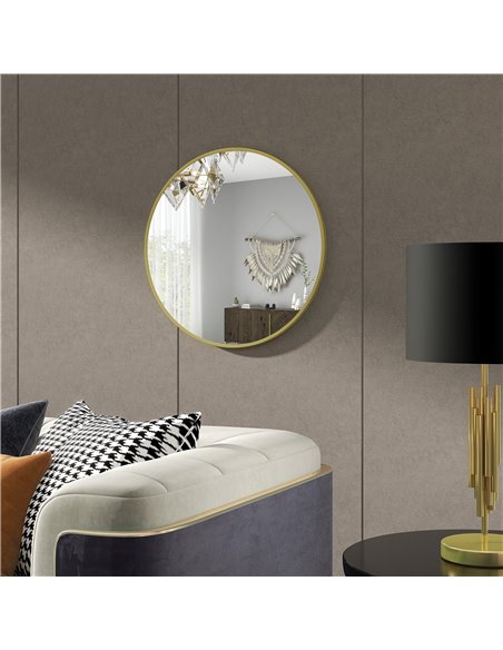 HOMCOM Round Bathroom Mirror, Modern Wall-mounted Vanity Mirror with Aluminium Frame and Easy Install Hook for Living Room, Entr - pic 58046 | FastDaddyshop