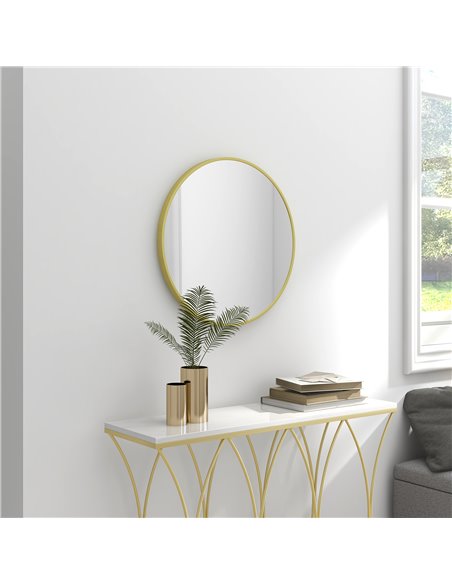HOMCOM Round Bathroom Mirror, Modern Wall-mounted Vanity Mirror with Aluminium Frame and Easy Install Hook for Living Room, Entr - pic 58047 | FastDaddyshop