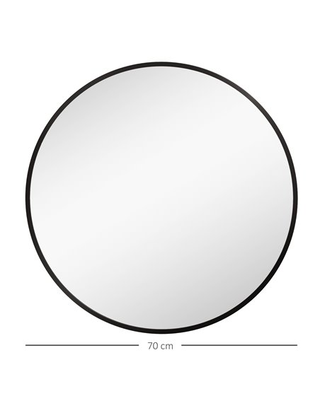 HOMCOM Round Bathroom Mirror, Modern Wall-mounted Vanity Mirror with Aluminium Frame and Easy Install Hook for Living Room, Entr - pic 58050 | FastDaddyshop