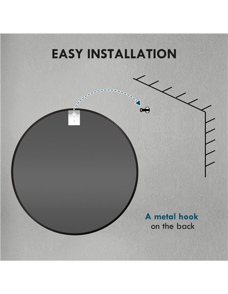 HOMCOM Round Bathroom Mirror, Modern Wall-mounted Vanity Mirror with Aluminium Frame and Easy Install Hook for Living Room, Entr - pic 58053 | FastDaddyshop