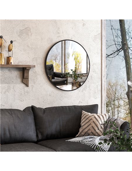 HOMCOM Round Bathroom Mirror, Modern Wall-mounted Vanity Mirror with Aluminium Frame and Easy Install Hook for Living Room, Entr - pic 58055 | FastDaddyshop