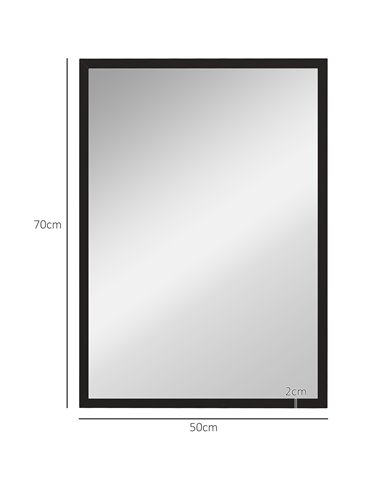 HOMCOM Wall Bathroom Mirror, 70 x 50 cm Wall-Mounted Mirror for Living Room, Bedroom, Hallway, Black 830-829V84BK