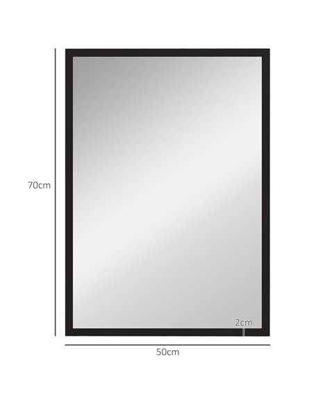 HOMCOM Wall Bathroom Mirror, 70 x 50 cm Wall-Mounted Mirror for Living Room, Bedroom, Hallway, Black 830-829V84BK - pic 58068 | FastDaddyshop