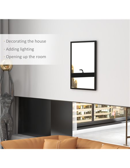 HOMCOM Wall Bathroom Mirror, 70 x 50 cm Wall-Mounted Mirror for Living Room, Bedroom, Hallway, Black 830-829V84BK - pic 58069 | FastDaddyshop