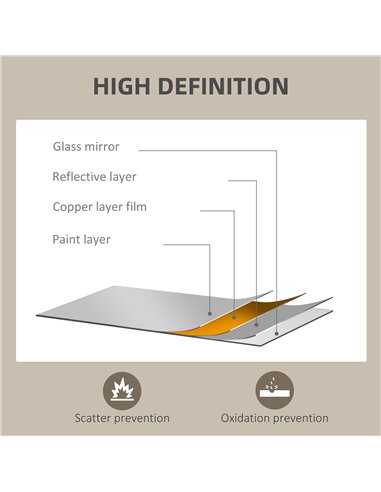 HOMCOM Wall Bathroom Mirror, 70 x 50 cm Wall-Mounted Mirror for Living Room, Bedroom, Hallway, Black 830-829V84BK