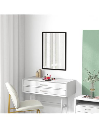 HOMCOM Wall Bathroom Mirror, 70 x 50 cm Wall-Mounted Mirror for Living Room, Bedroom, Hallway, Black 830-829V84BK