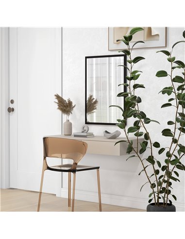 HOMCOM Wall Bathroom Mirror, 70 x 50 cm Wall-Mounted Mirror for Living Room, Bedroom, Hallway, Black 830-829V84BK