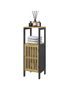 HOMCOM Slim Bathroom Storage Cabinet, Bamboo Cabinet, Black 834-669V00BK