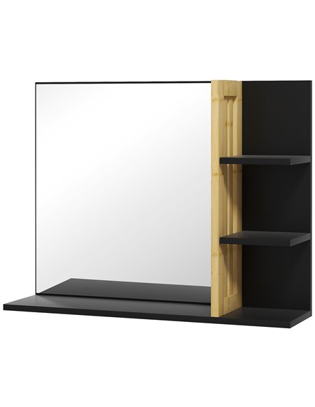 HOMCOM Bathroom Wall-mounted Makeup Mirror with Shelf, Black 834-673V00BK - pic 58084 | FastDaddyshop