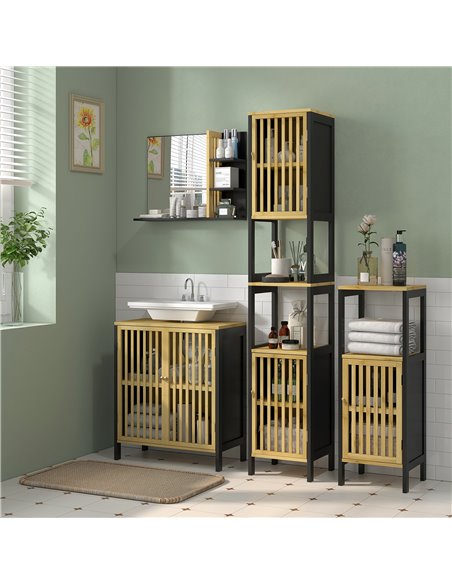 HOMCOM Bathroom Mirror with Shelf, Wall-mounted Makeup Mirror, Modern Vanity Mirror with 4 Storage Shelves for Make Up, Black 83 - pic 58085 | FastDaddyshop