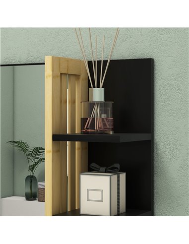 HOMCOM Bathroom Mirror with Shelf, Wall-mounted Makeup Mirror, Modern Vanity Mirror with 4 Storage Shelves for Make Up, Black 83