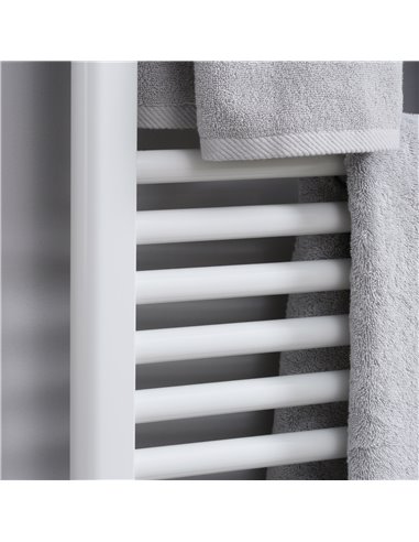 HOMCOM Straight Heated Towel Rail, Hydronic Bathroom Ladder Radiator Towel Warmer For Central Heating 600mm x 1200mm, White 850-