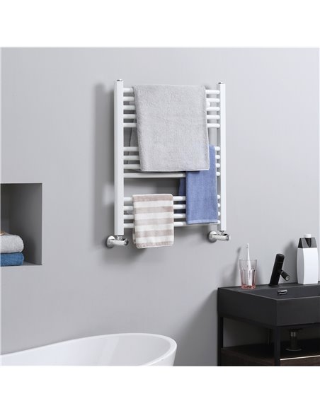 HOMCOM Straight Heated Towel Rail, Hydronic Bathroom Ladder Radiator Towel Warmer For Central Heating 600mm x 700mm, White 850-2 - pic 58121 | FastDaddyshop