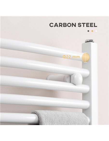 HOMCOM Straight Heated Towel Rail, Hydronic Bathroom Ladder Radiator Towel Warmer For Central Heating 600mm x 700mm, White 850-2 - pic 58124 | FastDaddyshop