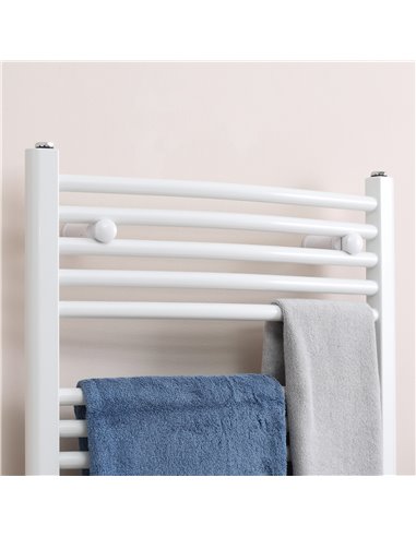HOMCOM Straight Heated Towel Rail, Hydronic Bathroom Ladder Radiator Towel Warmer For Central Heating 600mm x 700mm, White 850-2