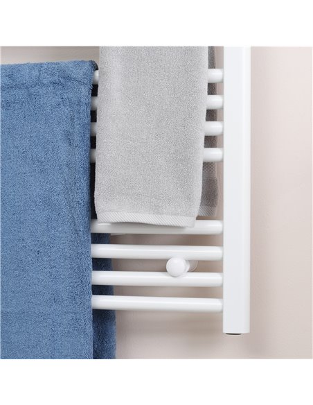 HOMCOM Straight Heated Towel Rail, Hydronic Bathroom Ladder Radiator Towel Warmer For Central Heating 600mm x 700mm, White 850-2 - pic 58128 | FastDaddyshop