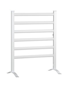 HOMCOM Electric Towel Warmer, 6 Bar Aluminum Heated Towel Rail, Wall Mounted & Free Standing Towel Drying Rack for Bathroom, Plu