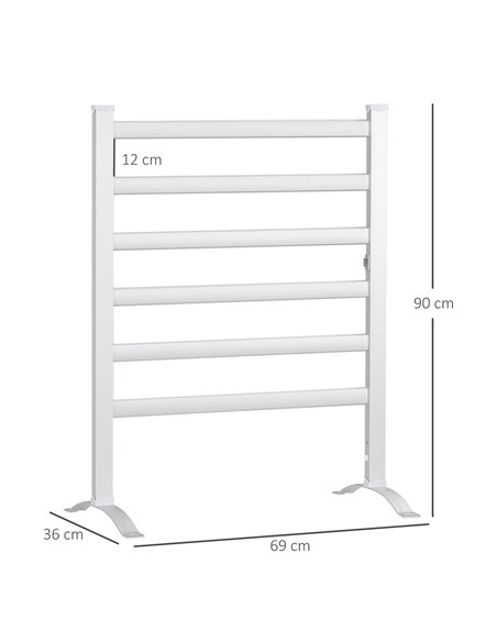 HOMCOM Electric Towel Warmer, 6 Bar Aluminum Heated Towel Rail, Wall Mounted & Free Standing Towel Drying Rack for Bathroom, Plu - pic 58158 | FastDaddyshop