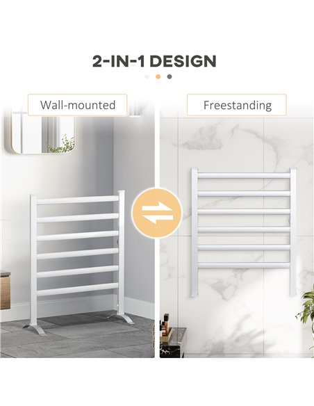 HOMCOM Electric Towel Warmer, 6 Bar Aluminum Heated Towel Rail, Wall Mounted & Free Standing Towel Drying Rack for Bathroom, Plu - pic 58159 | FastDaddyshop